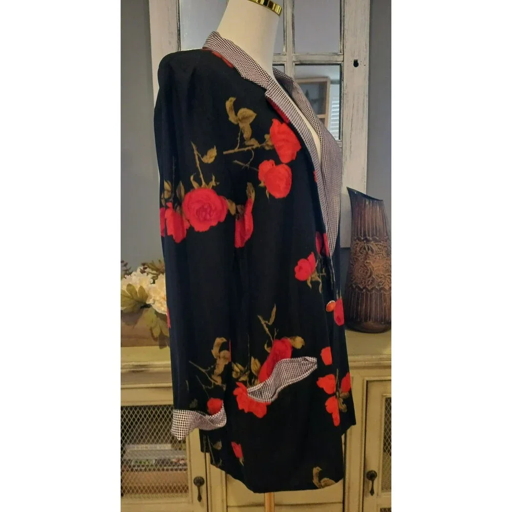 Connections Vintage Women's Long Floral Blazer Jacket Office Work Modest Church - Picture 7 of 12